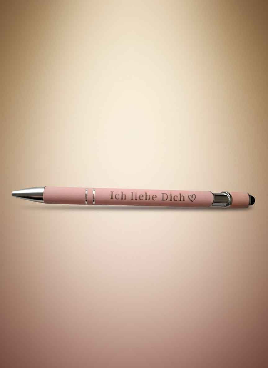 Eleganter Metall-Kugelschreiber in Rosa mit personalisierter Lasergravur - AC Designs