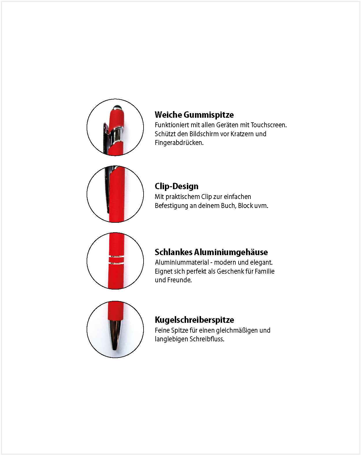 Eleganter Metall-Kugelschreiber in Rot mit personalisierter Lasergravur - AC Designs