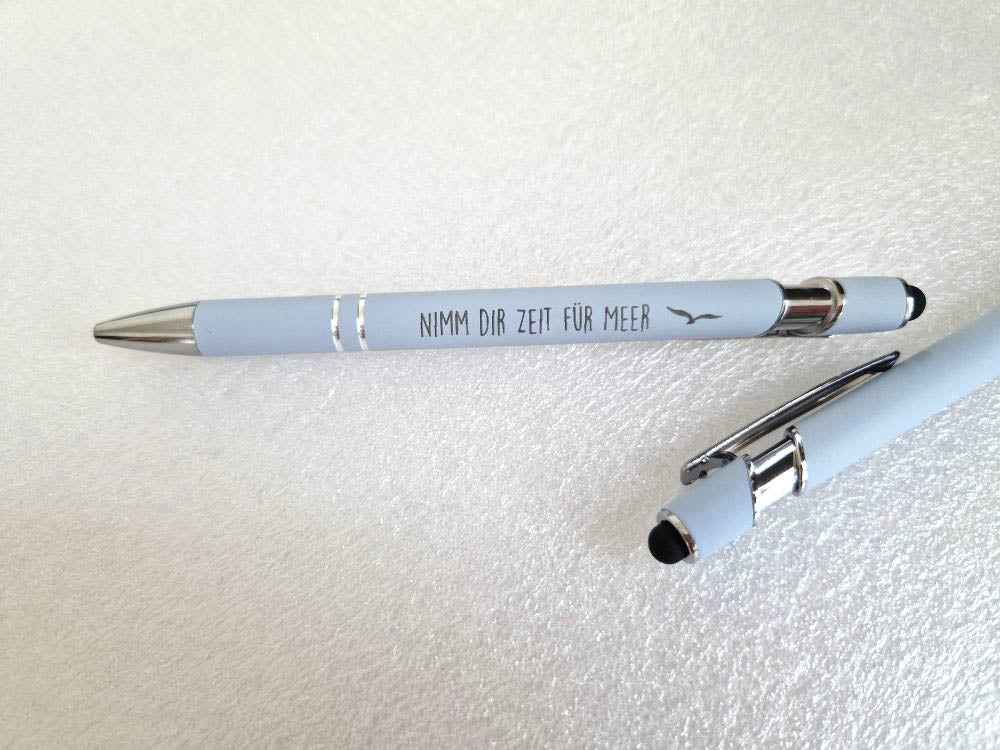 Eleganter Metall-Kugelschreiber mit Lasergravur in Morandi-Blau – Perfektes Geschenk für Büro, Schule & Feiertage - AC Designs