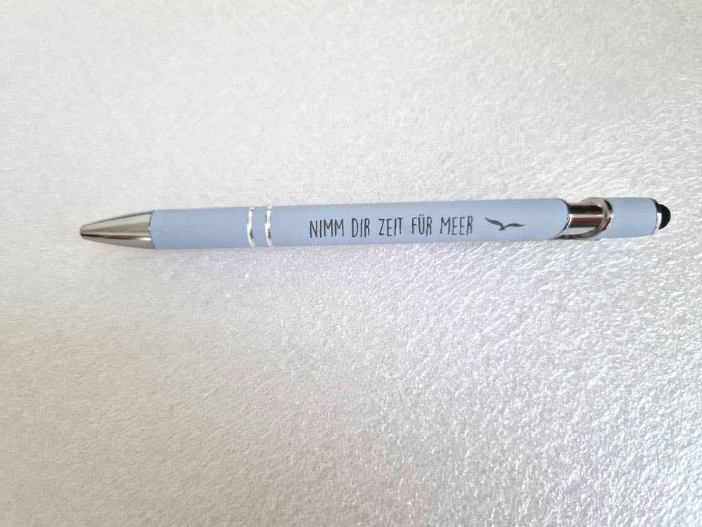Eleganter Metall-Kugelschreiber mit Lasergravur in Morandi-Blau – Perfektes Geschenk für Büro, Schule & Feiertage - AC Designs