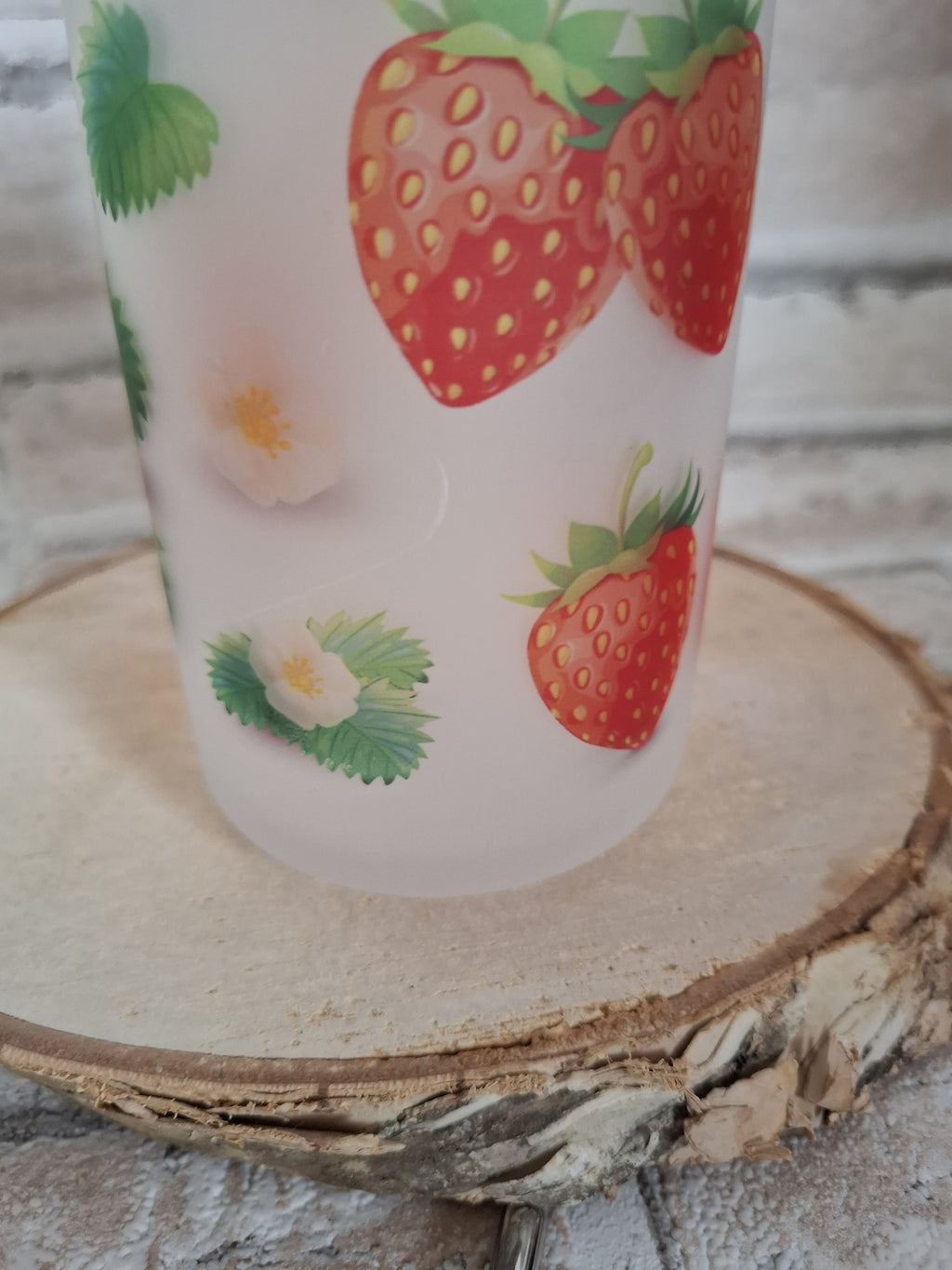 Erdbeer-Träume Glas mit Bambusdeckel & Edelstahlhalm – 400 ml fruchtiger Genuss für Smoothies & mehr! - AC Designs