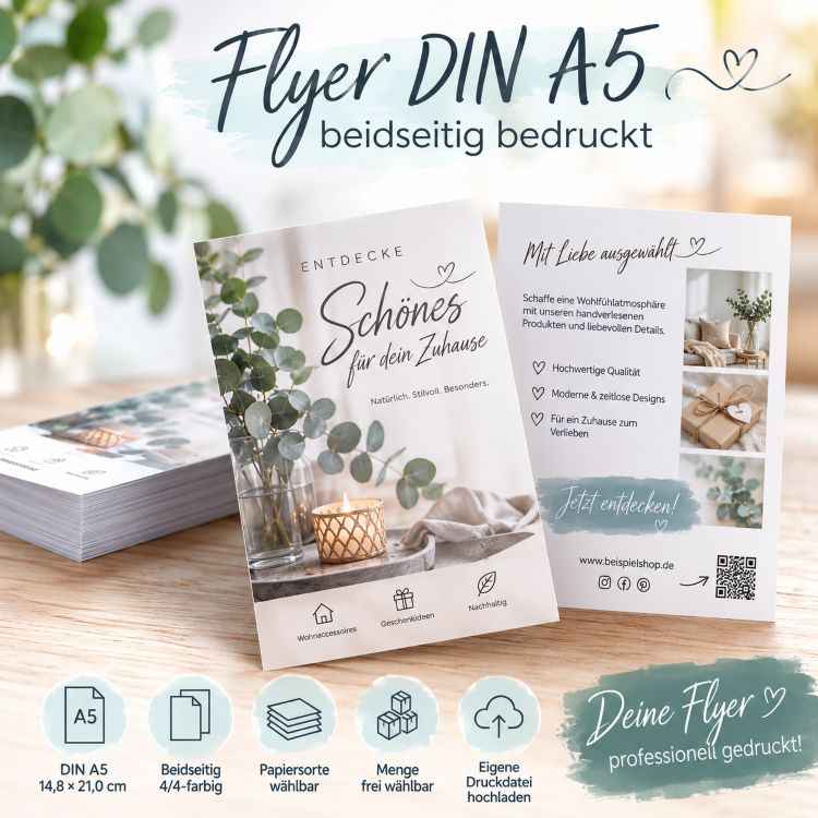 Flyer DIN A5 – beidseitig bedruckt | Eigene Druckdatei hochladen - AC Designs