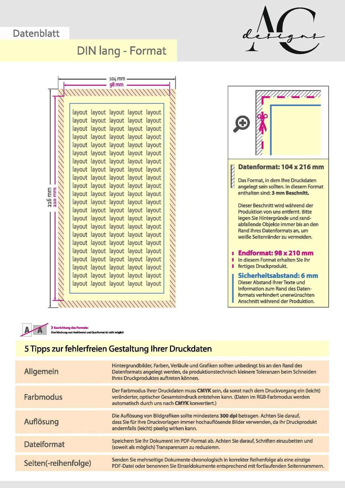 Flyer DIN lang – beidseitig bedruckt | Eigene Druckdatei hochladen