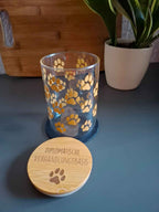 Glasbehälter mit Bambusdeckel - stilvolle Leckerli-Dose für Hunde & Katzen - AC Designs