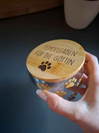 Glasbehälter mit Bambusdeckel - stilvolle Leckerli-Dose für Hunde & Katzen - AC Designs
