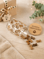 Glasbehälter mit Bambusdeckel - stilvolle Leckerli-Dose für Hunde & Katzen - AC Designs