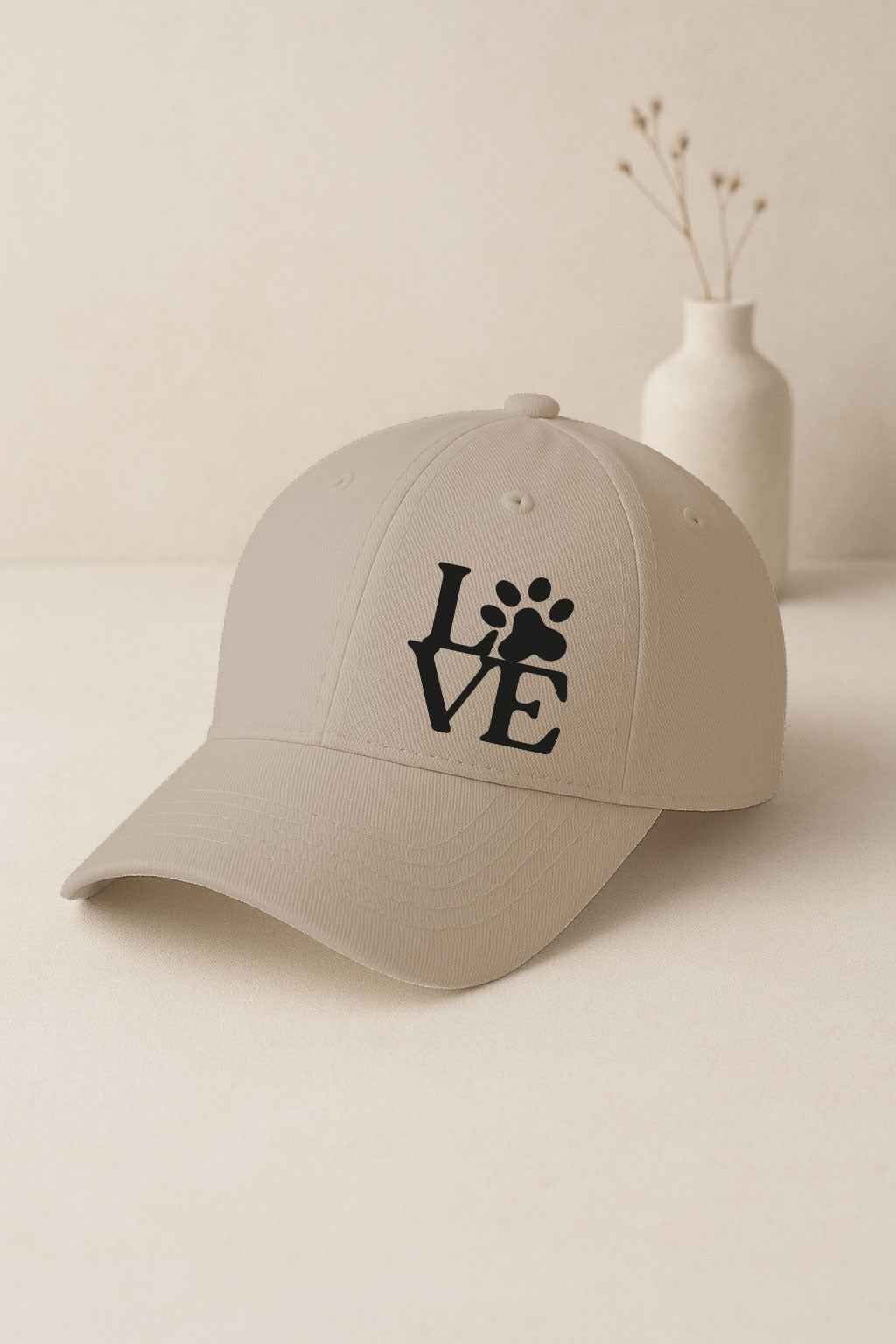 Heavy Brushed Cap Natural - LOVE + Pfote | 6-Panel Bio-Baumwollcap (OEKO-TEX) - AC Designs
