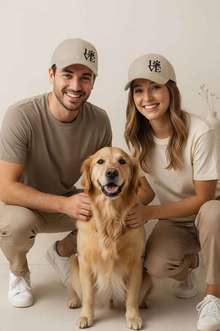 Heavy Brushed Cap Natural - LOVE + Pfote | 6-Panel Bio-Baumwollcap (OEKO-TEX) - AC Designs