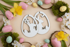 Holz Osterei Anhänger 4er SET – Hase, Küken & Schaf – Bastelrohlinge aus Sperrholz - AC Designs