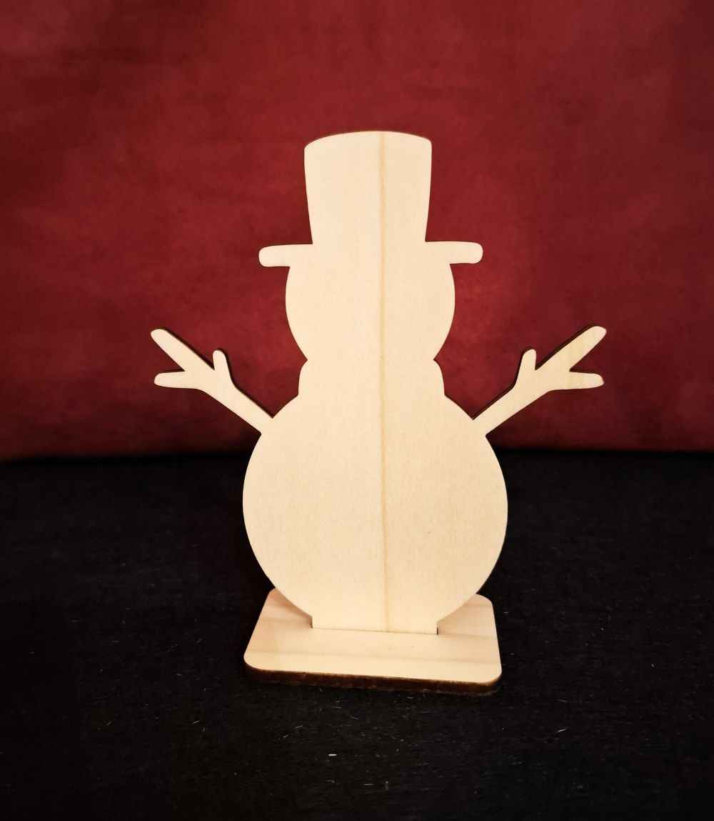 Holzaufsteller Schneemann 12 cm - Sperrholz Figur zum Bemalen & Basteln - AC Designs