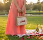 Jutebeutel klein mit 'LOVE' & Pfeil – 6 Liter, 26x22x14 cm – Öko-Tasche aus Baumwolle & Jute – Nachhaltiges Geschenk für Valentinstag, Freundin & mehr - AC Designs