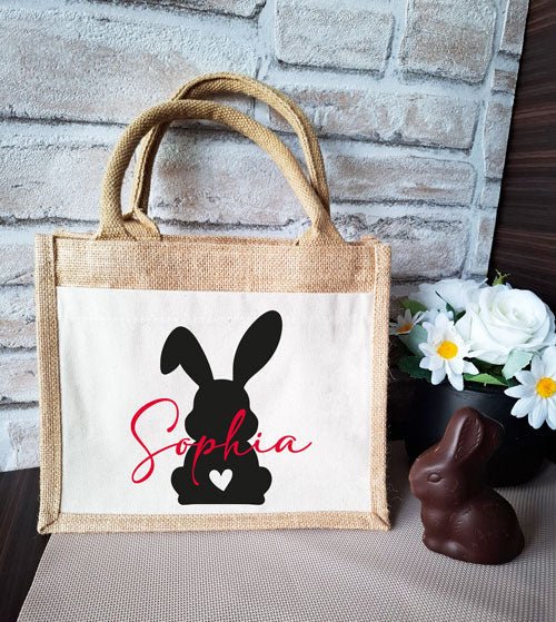 Jutetasche klein - HASE und NAME (personalisiert) - AC Designs