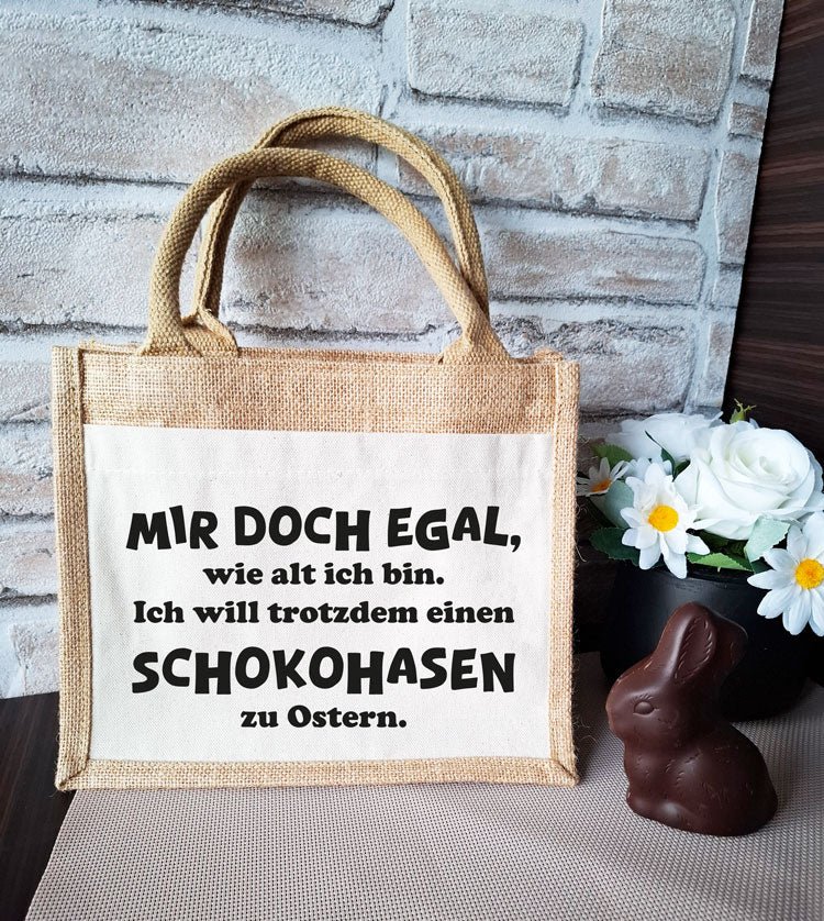 Jutetasche klein - SCHOKOHASE - 100% Baumwoll-Segeltuch - AC Designs
