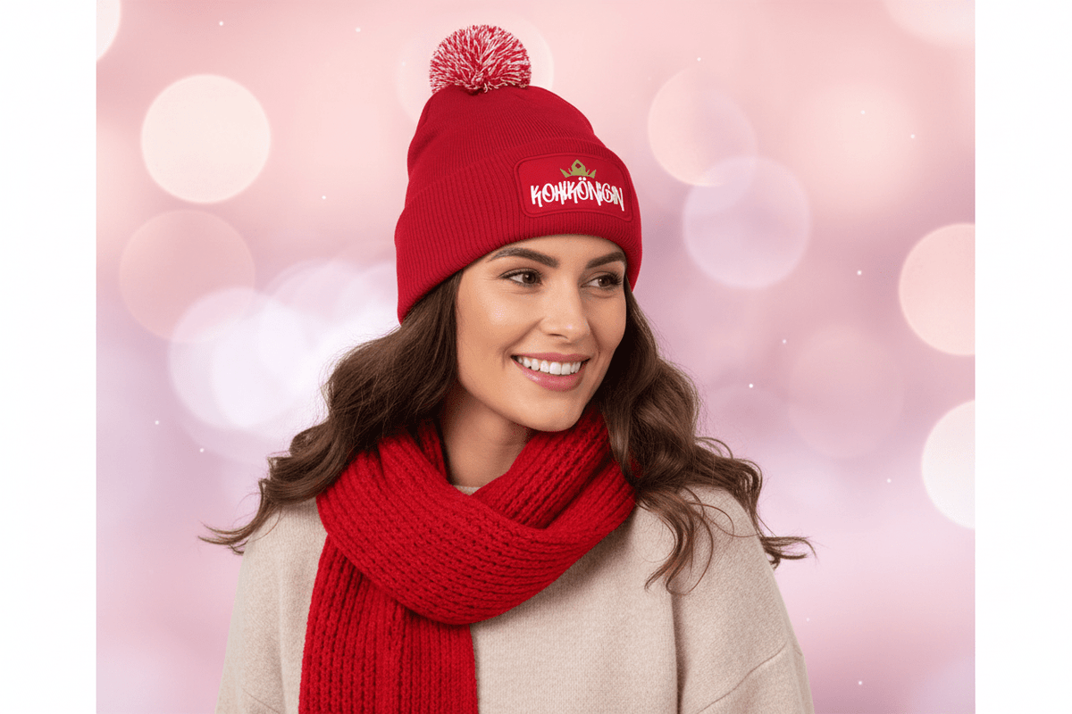 Kohlkönigin Mütze mit Bommel - Lustige Beanie für Kohltour & Kohlfahrt - AC Designs