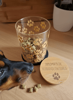 Leckerli Glas & Rezeptbuch Set für Hunde - mit Bambusdeckel & A5 DIY Buch - AC Designs