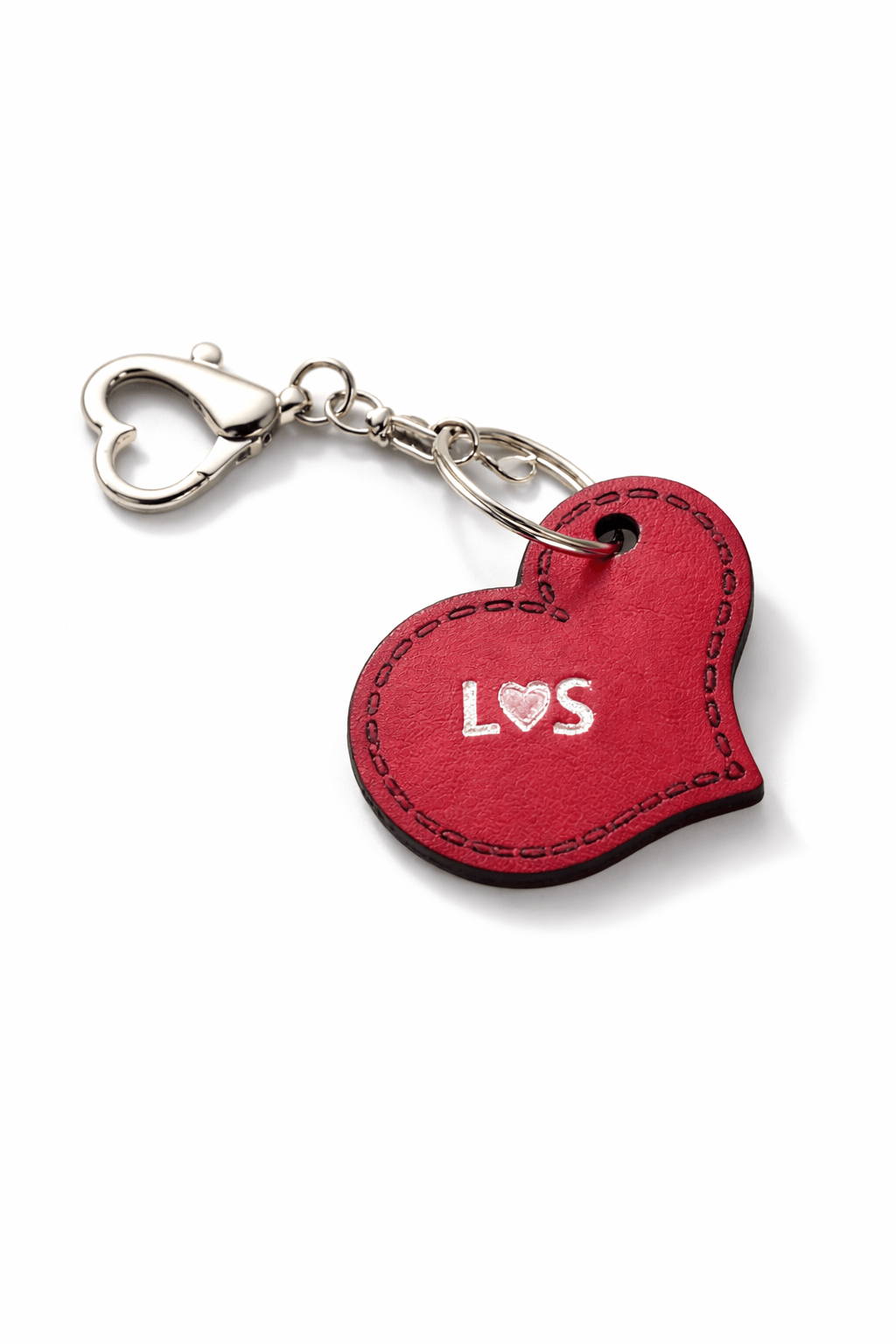 Leder Schlüsselanhänger Herz personalisiert - Naturleder, graviert & geprägt mit Initialen (5 x 4,2 cm) - AC Designs