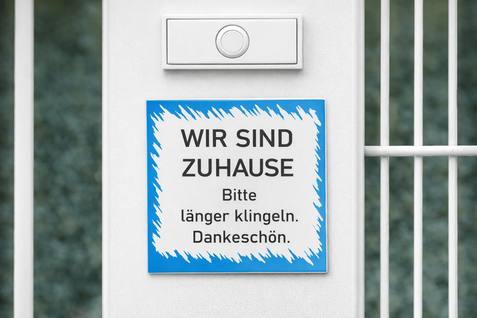 Magnetschild „Wir sind zuhause – bitte länger klingeln“ | 9 × 10 cm | Magnetschild - AC Designs