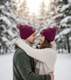 Mütze „LET IT SNOW“ – Winter Beanie mit Bommel | Snowstar® Patch Beanie - AC Designs