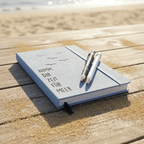 Notizbuch mit Gravur "Zeit für Meer" – A5 Set mit Kugelschreiber | Personalisierbar mit Namen - AC Designs
