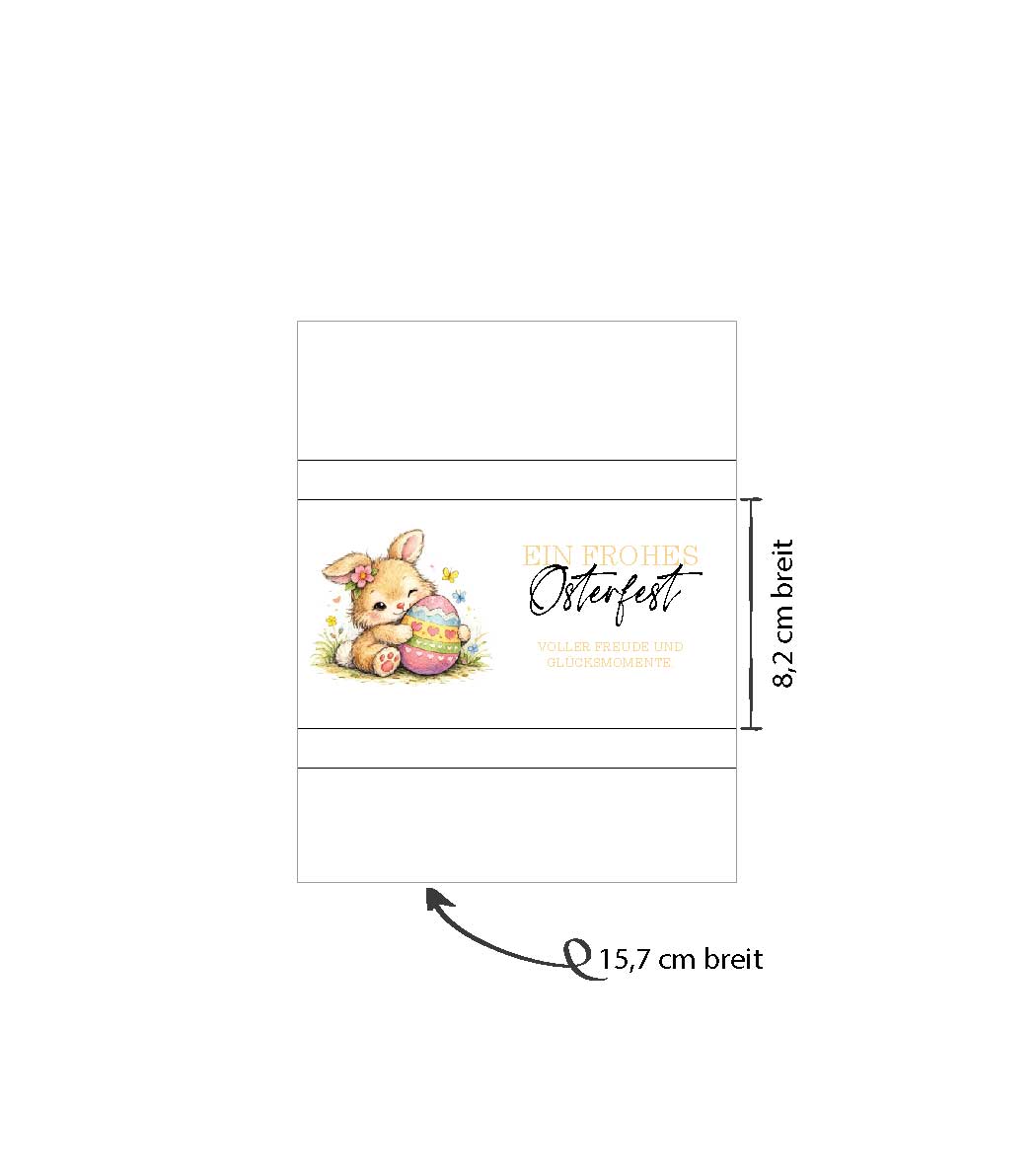 Oster Schokoladenhüllen Vorlage zum Ausdrucken – Niedliches Häschen - A4 PDF Download mit Schnittlinie - Geschenkidee Ostern DIY - AC Designs