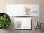 Osterkarte A6 zum Ausdrucken - Printable Klappkarte Download mit süßem Hasen & Blumen - AC Designs