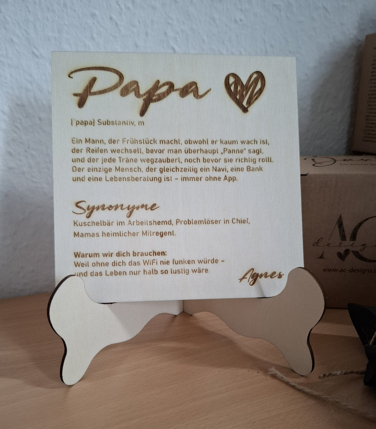 Papa-Schild ‚Alltagsheld‘ – Herzlicher Holz-Deko mit Witz für deinen Superpapa - AC Designs