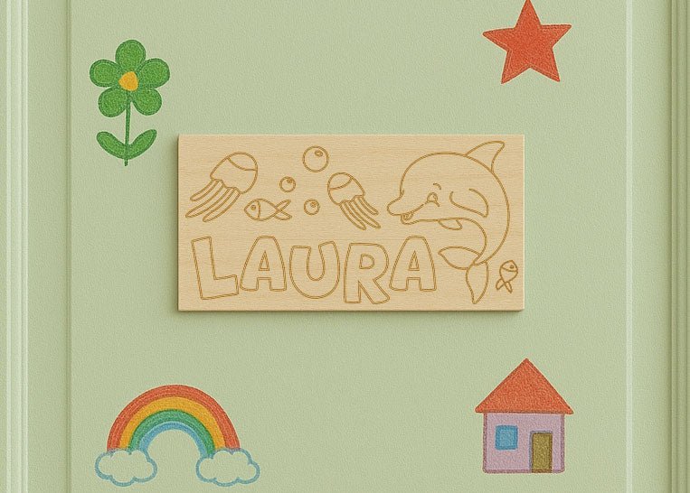 Personalisiertes Türschild aus Holz - DIY Set zum Bemalen mit Wunschmotiv & Name - AC Designs