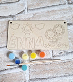 Personalisiertes Türschild aus Holz - DIY Set zum Bemalen mit Wunschmotiv & Name - AC Designs