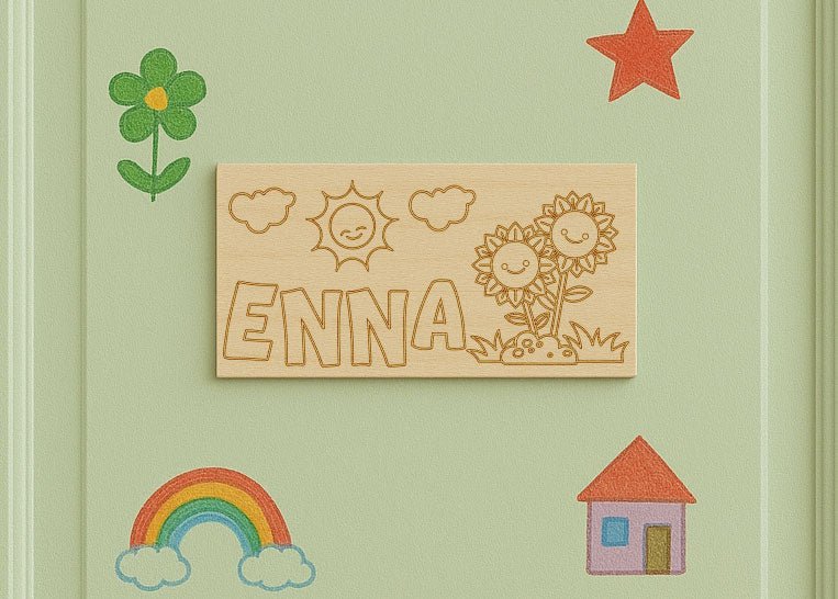 Personalisiertes Türschild aus Holz - DIY Set zum Bemalen mit Wunschmotiv & Name - AC Designs
