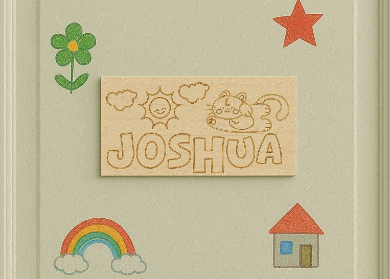 Personalisiertes Türschild aus Holz - DIY Set zum Bemalen mit Wunschmotiv & Name - AC Designs