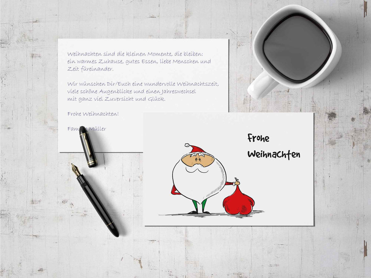 Postkarte mit Weihnachtsmann-Motiv & eigener Rückseite - AC Designs