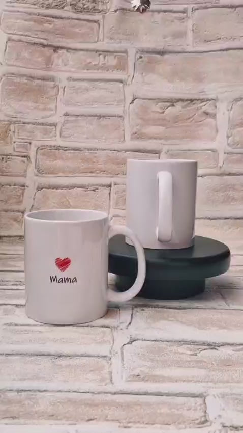 Keramikbecher für Mama & Papa – 330ml mit Herzaufdruck | Emotionales Geschenk für Geburtstag, Weihnachten & Muttertag/Vatertag | Spülmaschinenfest