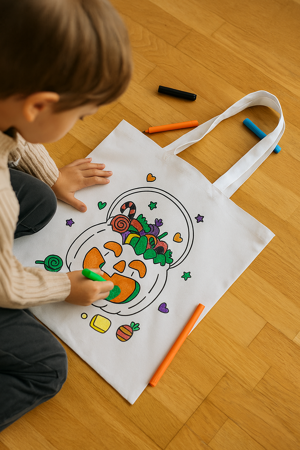 Ausmalbügelmotiv - KÜRBIS (mit/ohne Baumwolltasche)