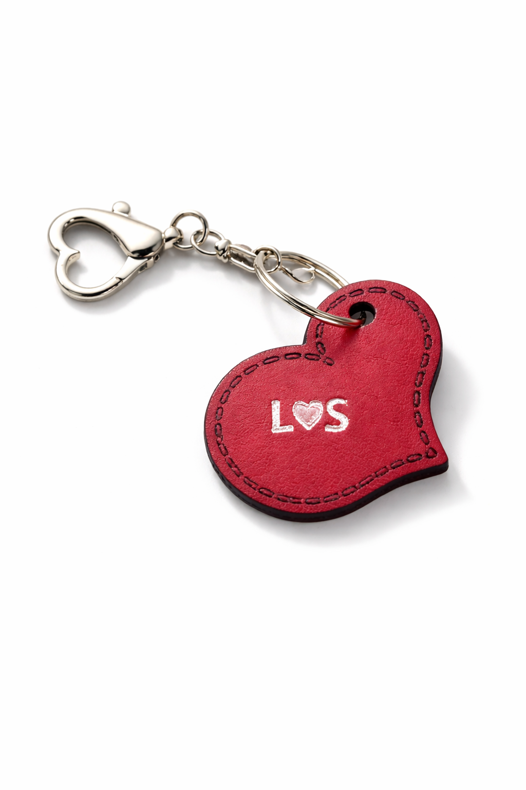 Leder Schlüsselanhänger Herz personalisiert - Naturleder, graviert & geprägt mit Initialen (5 x 4,2 cm)