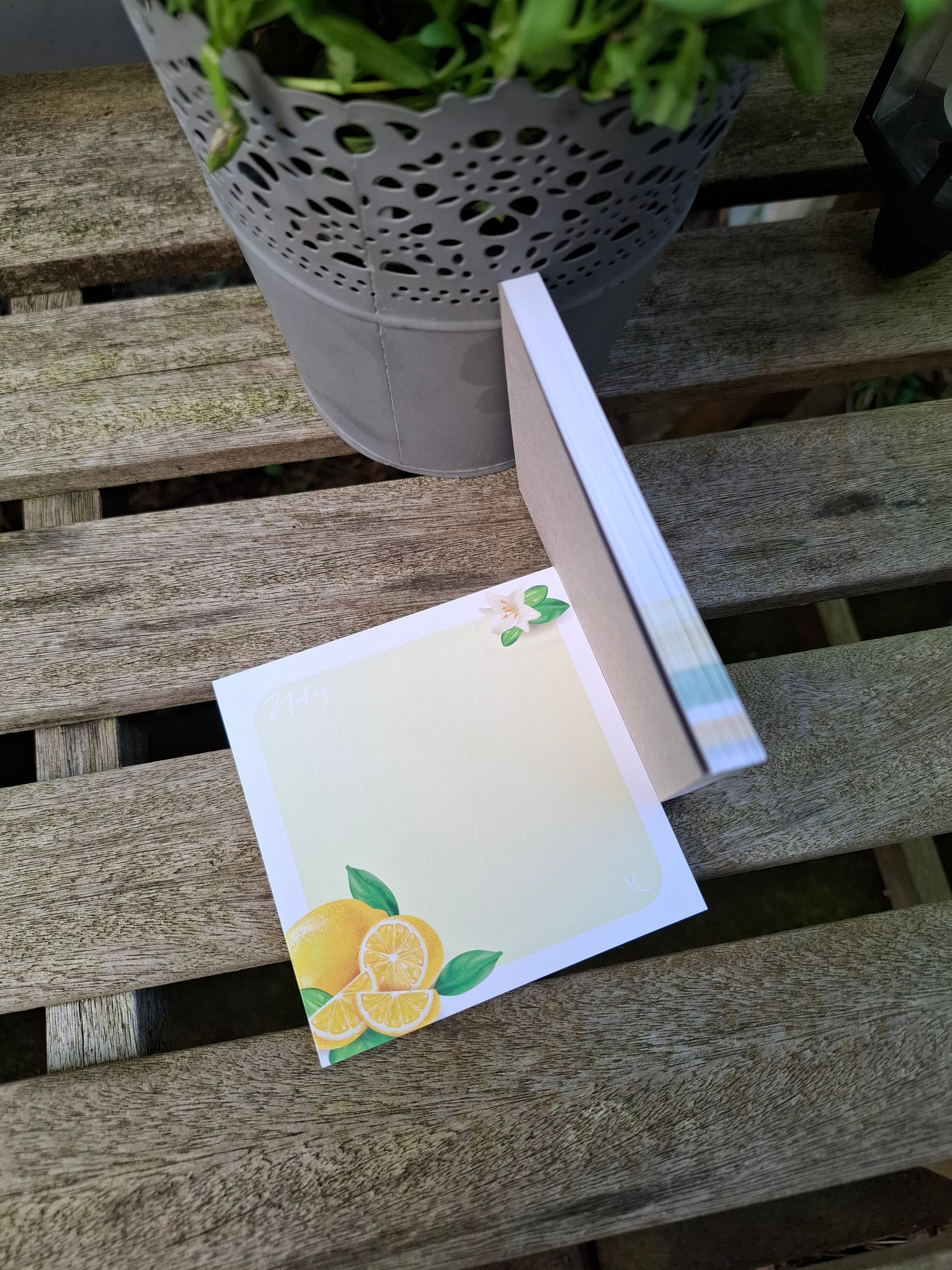 50 Blatt Zitronen-Design Schreibblock | 120g Naturpapier | Kreativ & Inspirierend - AC Designs