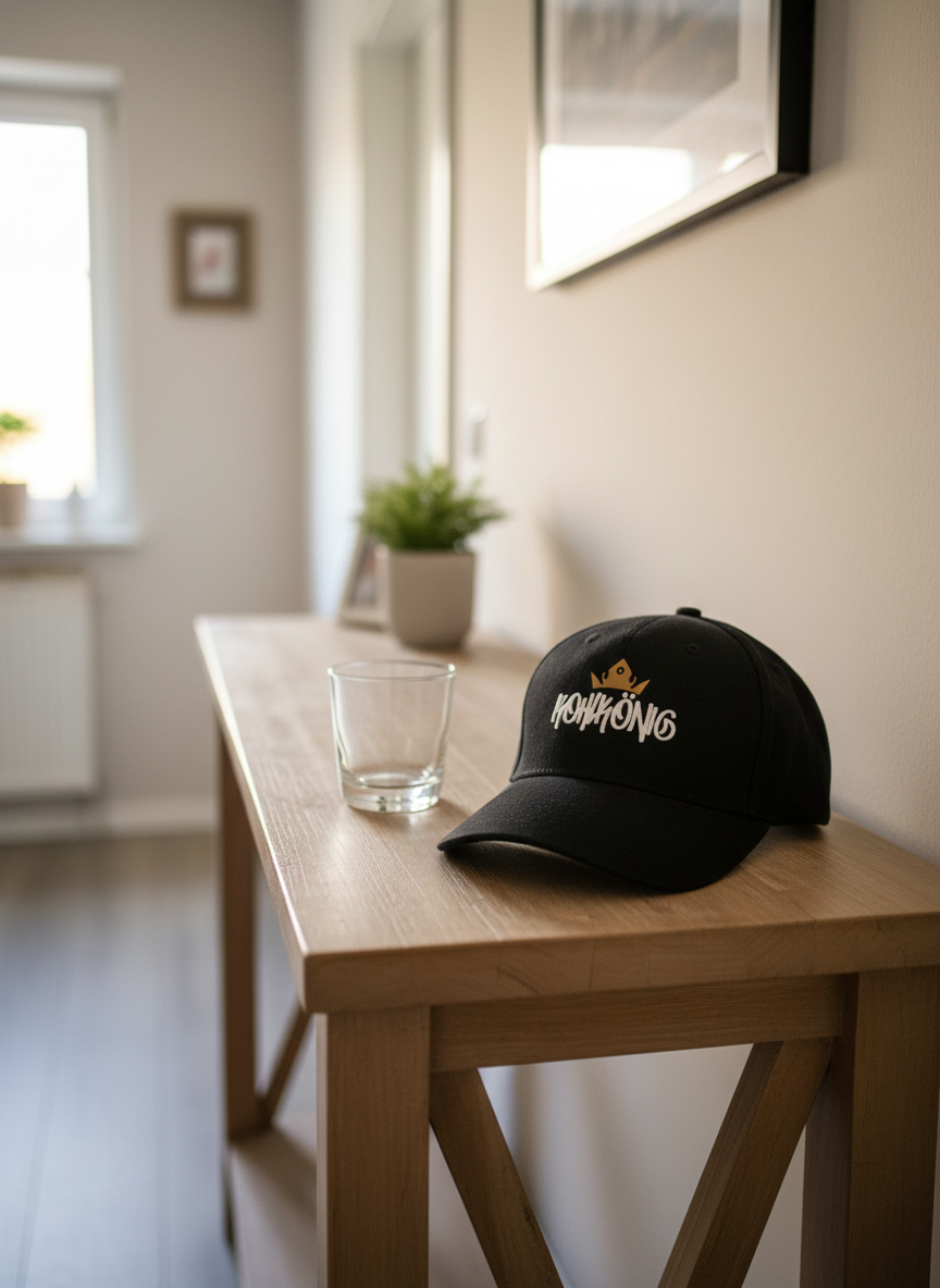Kohlkönig Cap Schwarz - Premium 6-Panel Cap mit Weiß-Gold Druck