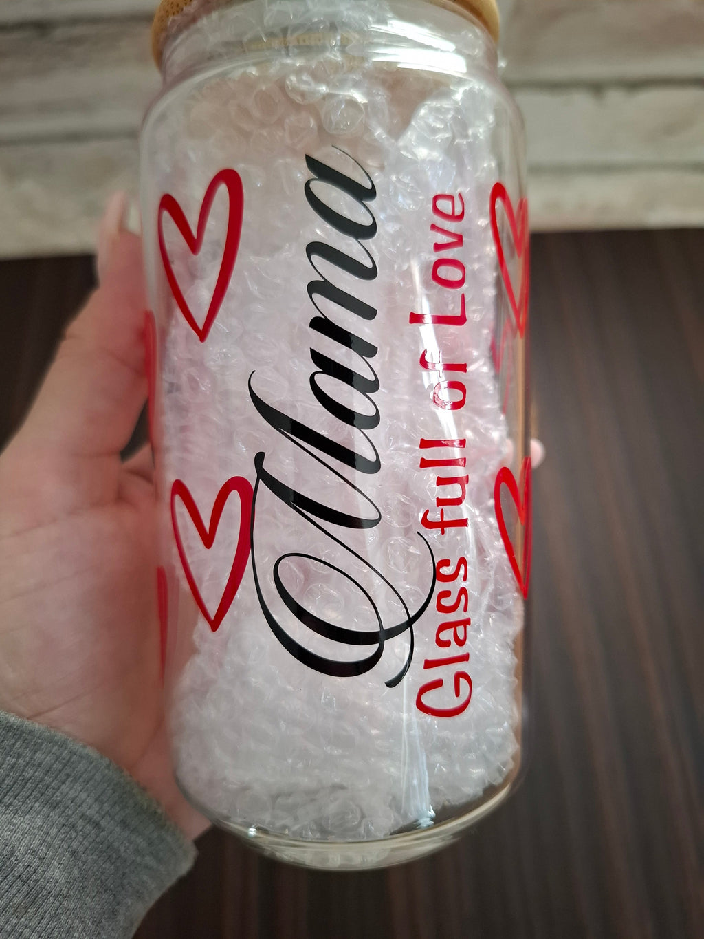 Mama Glas mit Bambusdeckel – Dein stylisches Glas voller Liebe & Nachhaltigkeit - AC Designs