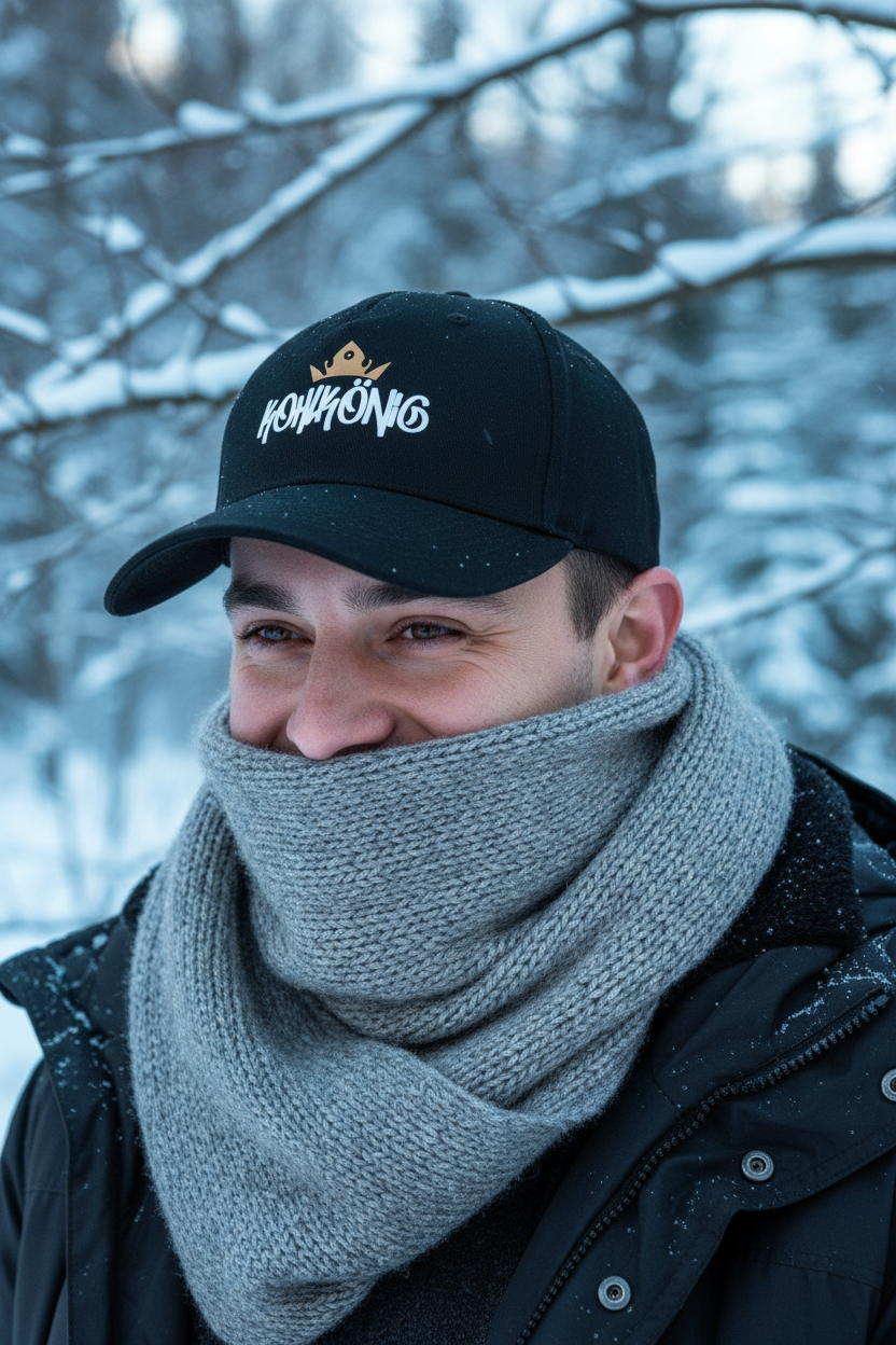 Kohlkönig Cap Schwarz - Premium 6-Panel Cap mit Weiß-Gold Druck