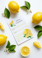 Schreibblock TERMIN mit Zitronen-Motiv - A7 Notizblock aus Naturpapier (120g) | Frisches Design für Termine, To-dos & kreative Ideen - AC Designs