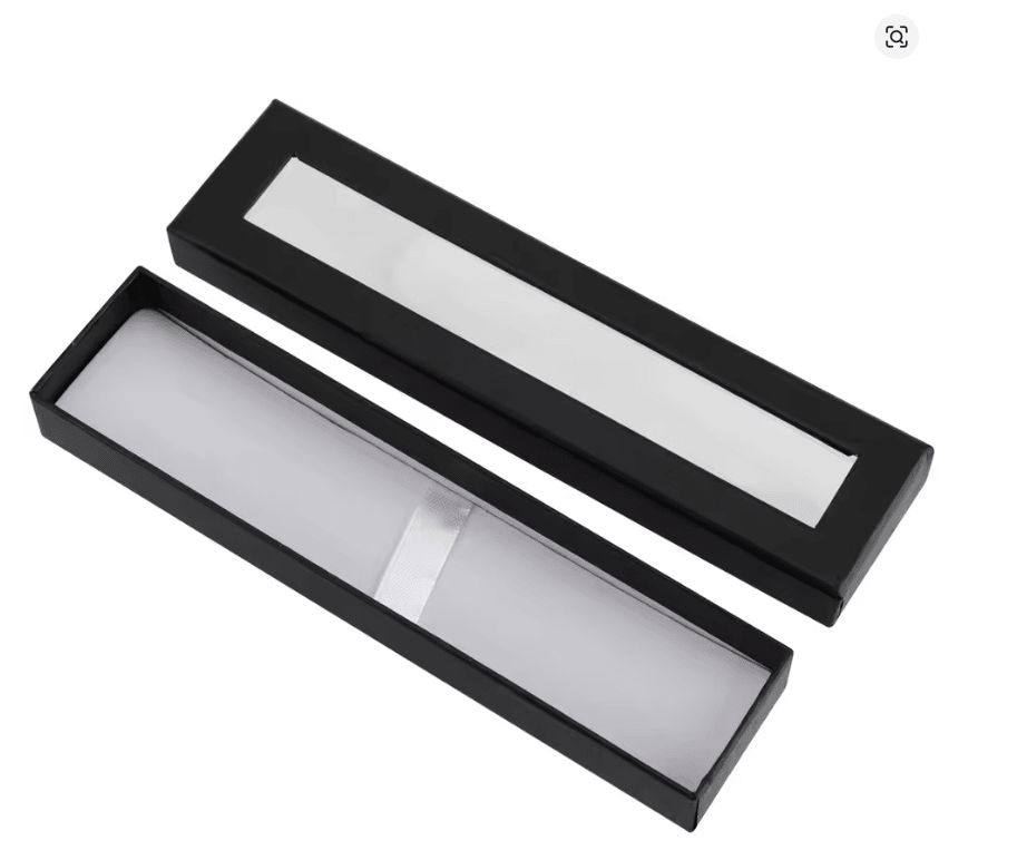 Stift - Geschenkbox aus Pappe mit Klarsichtfenster – Elegante Verpackung für Kugelschreiber & Bürogeschenke - AC Designs