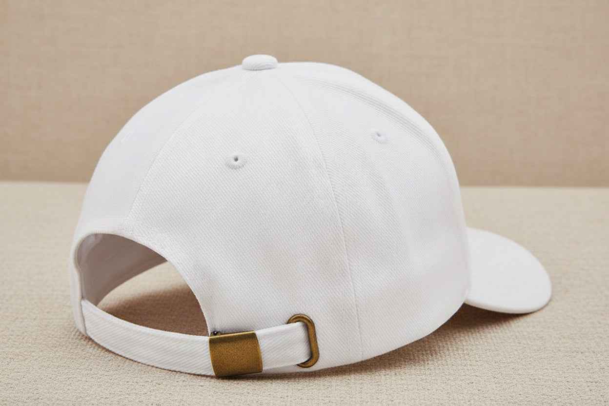 Weißes 6 - Panel Cap mit rotem Herz - Patch – hochwertig bestickt & nachhaltig - AC Designs