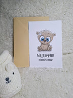 Willkommenskarte zur Geburt | DIN A6 mit ‚Willkommen kleines Wunder‘ | 350g PEFC-zertifiziertes Papier | Umweltfreundliche Babykarte mit Bärchen-Motiv - AC Designs