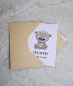 Willkommenskarte zur Geburt | DIN A6 mit ‚Willkommen kleines Wunder‘ | 350g PEFC-zertifiziertes Papier | Umweltfreundliche Babykarte mit Bärchen-Motiv - AC Designs