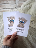Willkommenskarte zur Geburt | DIN A6 mit ‚Willkommen kleines Wunder‘ | 350g PEFC-zertifiziertes Papier | Umweltfreundliche Babykarte mit Bärchen-Motiv - AC Designs