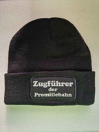 Zugführer der Promillebahn – Schwarze Mütze mit Reflex-Patch für Kohlfahrt & Party - AC Designs